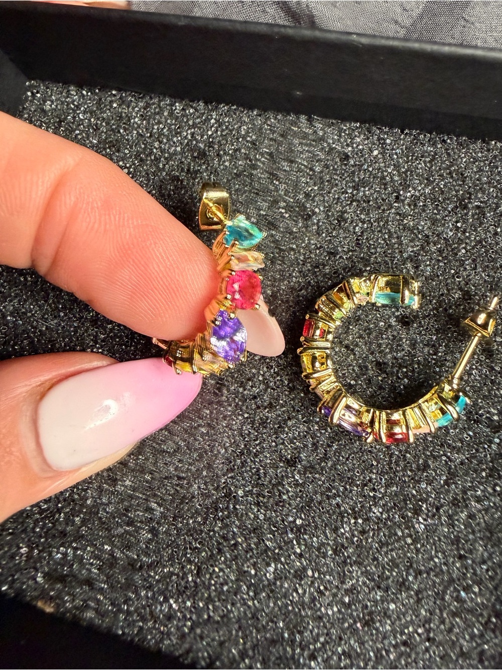 Gold Filled Rainbow AAA CZ Hoop Earrings